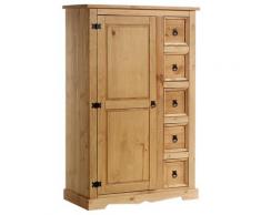Idimex - Buffet chiffonnier apothicaire TEQUILA style mexicain avec 1 portes et 5 tiroirs, en pin