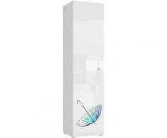 BELLIO - Armoire 1 porte + 4 tablettes - Mobilier chambre ado enfant - 201.5x55x50 cm - Porte