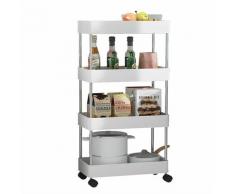 Norcks - Desserte à roulettes, Étagère de Cuisine à 4 étagères, Chariot de Salle de Bain pour