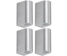 Ensemble de 4 LED ALU Up Down Appliques Facades Eclairage Terrasses Lampes Extérieures Argent