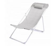 Chilienne Pliable et Réglable Gris/Blanc 52 x 81 x 77 cm