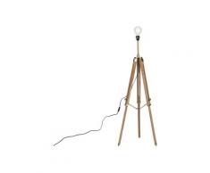 Lampadaire Trépied Teck Laiton antique - Cortin Qazqa Rustique Luminaire interieur