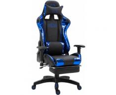 CLP - Fauteuil de bureau Turbo XL en similicuir noir/éclat bleu simili cuir métallisé