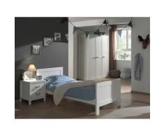Pack - Lit Enfant, Chevet & Armoire lewis Blanc - Paris Prix