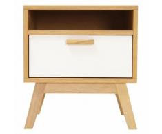 Table de chevet design scandinave blanc et chêne HELIA