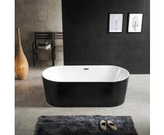 Baignoire ilot ovale en acrylique, Noir mat 140 cm - Cleo