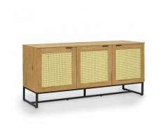 Deco In Paris - Buffet enfilade scandinave 3 portes en bois métal et cannage TULLIO