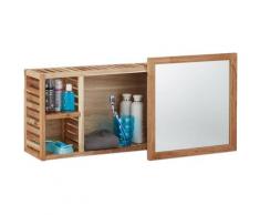 Etagère murale avec miroir coulissant salle de bain armoire bois de noyer huilé side board 80 cm