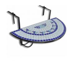 Youthup - Table suspendue de balcon Bleu et blanc mosaïque