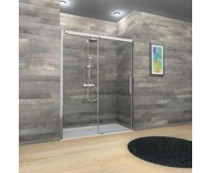 Porte de douche coulissante, 120 x 200 cm, verre 8 mm, profilés aspect chromé, MasterClass,