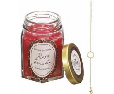 Bougie parfumée en bocal avec bijou surprise Rose fraîche - Rouge