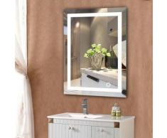 SiFree® 60x80cm LED Miroir de salle de bain Mural- Blanc froid 6500K commutateur tactile Haute
