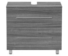 Meuble sous vasque 70 cm avec pieds décor chêne argenté