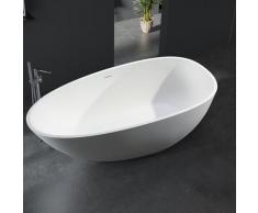 Baignoire îlot en fonte minérale, ovale VELA STONE blanc mat, 180 x 90cm