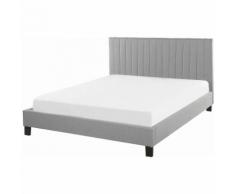 Lit double en tissu gris clair 140 x 200 cm POITIERS