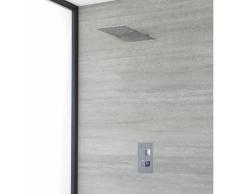 Kubix - Mitigeur de Douche Thermostatique Moderne 1 Fonction avec Pommeau Mural Pluie Plat 20 cm x
