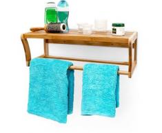 Relaxdays - Étagère Porte-serviettes en bambou HxlxP : 20 x 60 x 26 cm murale de salle de bain avec