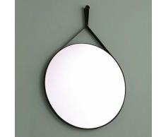 Kiamami Valentina - MIROIR POUR SALLE DE BAIN DESIGN ROND ET CADRE CORDE EN FAUX CUIR