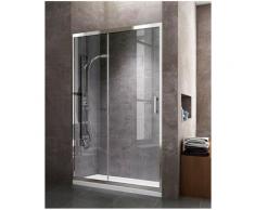 Paroi de douche frontale avec ouverture latérale, une Porte coulissante et un panneau fixe,