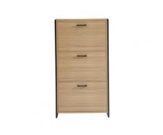 Meuble à chaussures ARCHI effet bois et métal noir 3 Portes - L63cm - Bois