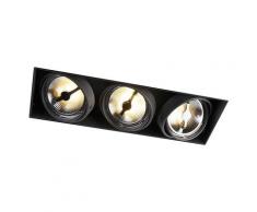 QAZQA oneon trimless 111 - Grand spot encastrable Design - 3 lumière - L 449 mm - Noir