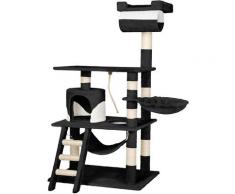 arbre à chat STOKELEY 141 cm - griffoir, grattoir geant, cadre d´escalade pour chat - noir/blanc