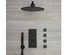 Kit de Douche - Mitigeur Thermostatique Encastrable, Pommeau de Douche Rond Ø30cm, Douchette et