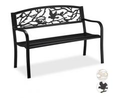 Relaxdays - Banc de jardin, motif oiseau, 2 sièges, vintage, jardin et balcon, acier, H x L x P :