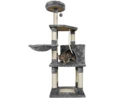 ®Arbre à chat moyen stable - 40 x 48 x 135 cm - Gris et blanc - Sifree
