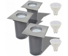 True Deal - Lampe LED encastrable au sol d'extérieur 3 pièces Carré