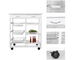 Oobest - Chariot de cuisine en MDF Blanc 67*37*75cm