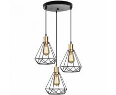 Suspension Luminaire Industrielle,design diamant cage lampe plafonnier vintage en métal Abat-jour