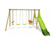 Portique en bois TALVI Trigano 2,30 m. + toboggan 7 enfants