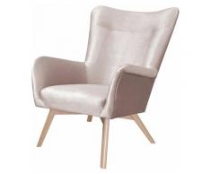 FIANNA - Fauteuil à oreilles - beige - en tissu imperméable - pieds en bois - style moderne - Selsey