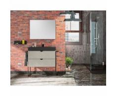 Meuble sous vasque 80 cm Faktory béton minéral + plan de toilette noir mat