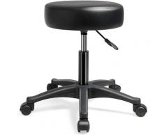 Tabouret à Roulettes Siège en Cuir PU Rembourré de 10 cm Hauteur Réglable 46-61CM pour Coiffeuse,