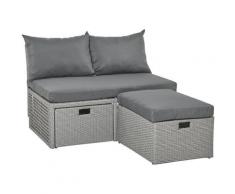 Outsunny - Ensemble salon de jardin 3 places 3 pièces - canapé 2 places, pouf, coffre rangement - 4