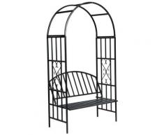 Arche à rosiers gloriette jardin avec banc métal gloriette