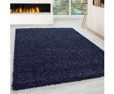 SHAGGY - Tapis Uni à poils longs - Bleu Foncé 080 x 150 cm