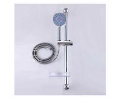 Aica Sanitaire - Barre de Douche Pommeau de Douche Ensemble de Douche Chromé +rond Etagère Panier