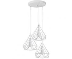 Lustre Suspension Industrielle Cage diamant Vintage E27 , Lampe de Plafond Abat-Jour Luminaire pour