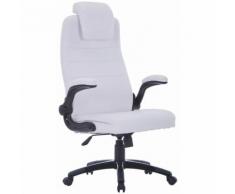 Chaise pivotante réglable avec accoudoir en cuir artificiel Blanc HDV07427