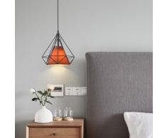 Retro Lustre Suspension Industrielle E27 25cm Lampe Cage Forme Diamant Luminaire pour Cafe