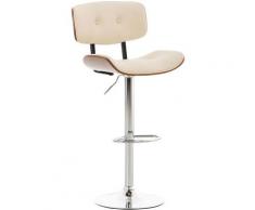 Tabouret de bar Sarnia avec assise en bois et revêtement en similicuir noix/beige
