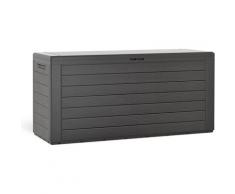 Coffre de rangement effet bois 120x46x57cm Couvercle rabattable Stockage jardin
