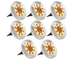 8x Lampe Solaire de Sol Lumière LED Blanc Chaud Éclairage de Jardin