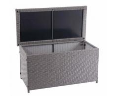 Coffre à coussins en polyrotin, HHG-570, coffre jardin ~ Basic gris, 51x100x50 cm, 170l
