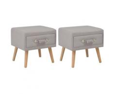 Helloshop26 - Table de nuit chevet commode armoire meuble chambre 2 pcs gris 40x35x40 cm tissu
