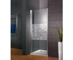 Porte de douche pivotante, 80 x 192 cm, verre 5 mm anticalcaire, profilé aspect chromé, Style 2.0,