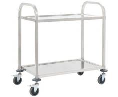 Chariot de Cuisine à 2 Niveaux Acier Inoxydable 87x45x83,5 cm